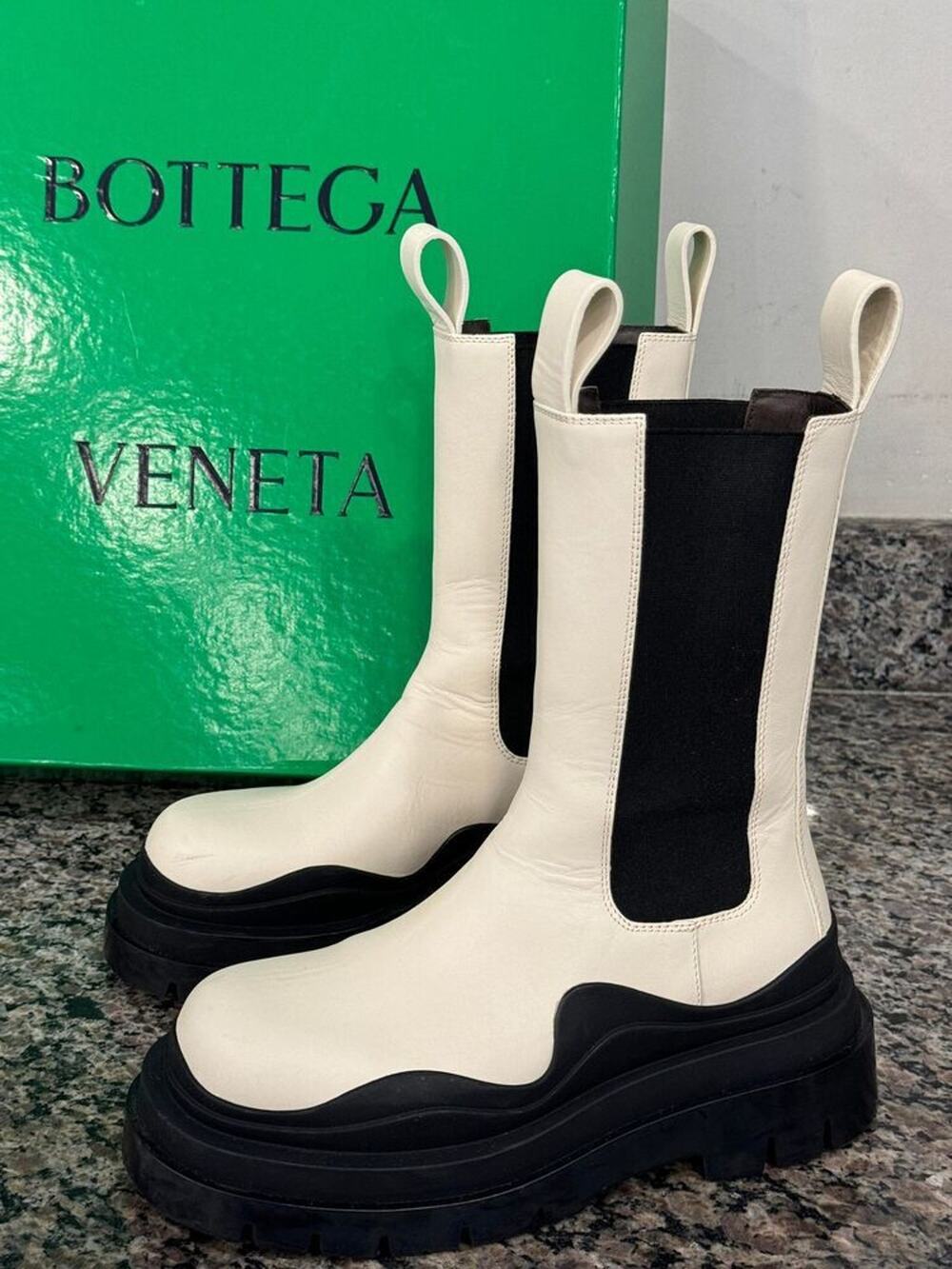 Bottega Veneta Combat Boots White Black Size 35 w/ Box - VWG 333852